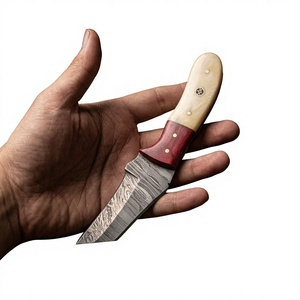 Cuchillo de Supervivencia y Caza de Acero de Damasco Forjado a Mano, Hoja Fija Mini Tipo Drop Point, Mango de Madera, Grado Industrial, para Revendedores OEM 58/60 - Product Image 5
