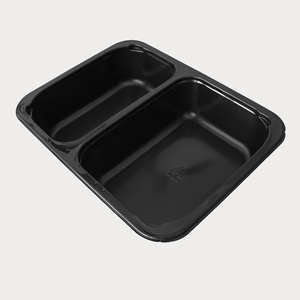 Vente chaude Contenant alimentaire jetable CPET à emporter Micro-ondable Biodégradable Contenant alimentaire de qualité alimentaire CPET <span class=keywords><strong>Plateau</strong></span> <span class=keywords><strong>repas</strong></span> 2 <span class=keywords><strong>compartiments</strong></span> - Product Image 1