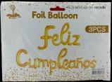 DORADO Foil <b>Balloon</b> Feliz Cumpleanos 3Pcs Metallic Birthday Party <b>Decoration</b> - Product Image 1