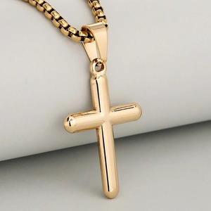 Collier classique avec petit pendentif croix pour femmes et hommes, en acier inoxydable, argent, or, noir, simple, religieux, chrétien, foi, prière, bijoux - Product Image 3