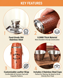 Petaca de Licor de Acero Inoxidable 304 de 8oz/10oz con Tapa de Cuero, para Whisky, Bares, Clubes, Souvenirs, Cultura del <span class=keywords><strong>Vino</strong></span> - Product Image 4