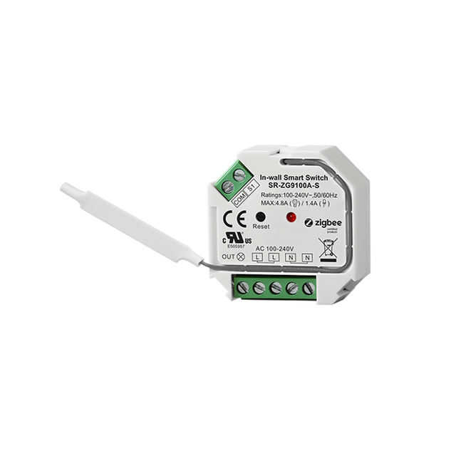 SR-ZG9100A-S Zigbee 3.0 Smart Wall Switch No Neutral Required 4.8A Capacitive Load for Smart Home Lighting Control