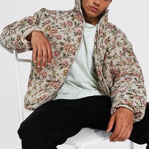 Veste matelassée personnalisée pour homme, chaude pour l'hiver, à col montant zippé, en coton tapisserie et tissu toile, style décontracté, tissée, coupe régulière - Product Image 3