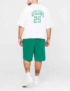 Conjunto de 2 Piezas para Hombre, Ropa Urbana, Camiseta con Estampado de Paneles y Pantalones Deportivos de Baloncesto 100% Algodón - Product Image 3