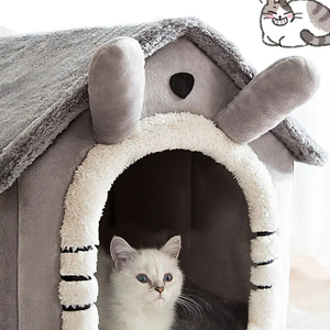 可折叠拆卸可洗小宠物床屋舒适保暖记忆泡沫猫狗屋 - Product Image 1