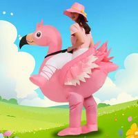 Costume gonflable de flamant rose en peluche avec casque en EVA pour adultes unisexe, mascotte de fête de Noël amusante avec ventilateur intégré, Xincheng