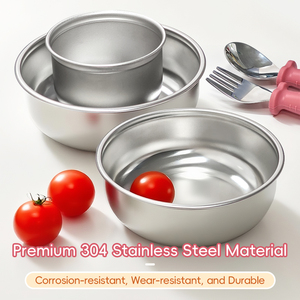 Ensemble de 6 pièces pour l'alimentation des bébés, compatible lave-vaisselle, en acier inoxydable et silicone, bol, tasse, récipient multifonctionnel pour repas d'enfants - Product Image 2