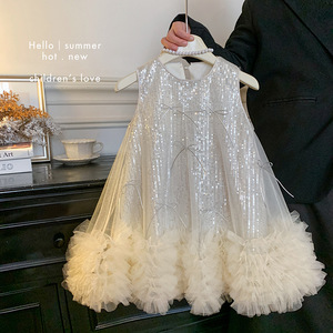 Girls' Princess Dress Summer 2026 New Style Children's <b>Light</b> Luxury High-End Dress Girls' Mesh Vest Dress 100-140cm - Product Image 1