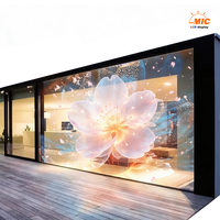 Film LED transparent ultra-fin en nano-cristal, flexible et adhésif, pour mur vidéo en verre, idéal pour la façade des centres commerciaux et l'affichage de marques