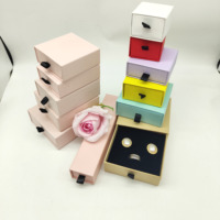 Boîte tiroir en papier kraft avec logo estampé, insert en éponge et ruban, pour ensemble de bijoux, écologique, vente en gros