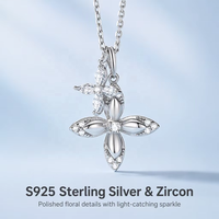 ALICE Kalung Perak Sterling S925 Berkualitas Tinggi, Kalung Liontin Ganda Berbentuk Semanggi Berdaun Empat untuk Wanita, Kalung Berpesona, Hadiah