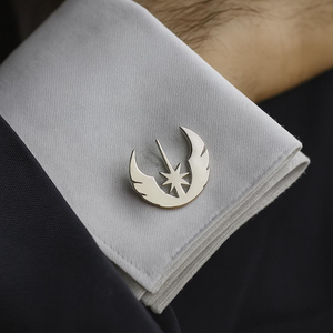 Stainless Steel <strong>Star</strong> <strong>Wars</strong> Jedi Cufflinks 18K Gold Plated Rebel Alliance Symbol Mens <strong>Shirt</strong> Studs Geek Gift - Product Image 5
