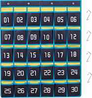 Organisateur mural pliable en tissu non tissé bleu à 30 poches numérotées pour salon, support pour téléphone portable et calculatrice