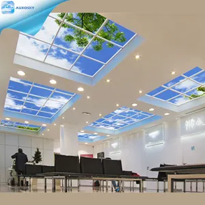 AUXO Sky Ceiling 300dpi HD gambar cetak profesional LED Skylight Panel langit-langit pabrik Dimmable Drop pengiriman cepat