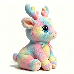 Customized Rainbow Reindeer Plush <b>Toy</b> Pastel Gradient <b>Stuffed</b> Animal 31cm-50cm <b>Soft</b> Fawn Doll for Kids Christmas Gift - Product Image 1