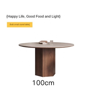 Moderner Ausziehbarer Runder Esstisch mit Steinplatte und Holzbeinen für Zuhause und Gastronomie - Product Image 5