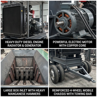 Concasseur mobile de type boîte de 40 tonnes, conception à faible bruit et contrôle de la poussière, double alimentation diesel-électrique, concasseur à marteaux haute performance 200K pour matériaux