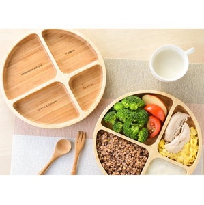 <span class=keywords><strong>Assiette</strong></span> de séparation saine ronde/carrée en bois naturel de <span class=keywords><strong>bambou</strong></span> avec 4 compartiments - Product Image 3