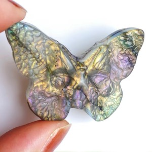 Vente en gros de crânes de papillons en <span class=keywords><strong>labradorite</strong></span> naturelle Stong Flash, pierre de cristal, artisanat modèle gravé pour cadeau - Product Image 6