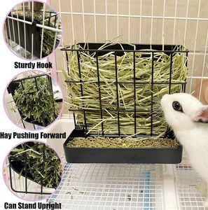 Comedero de Heno Metálico Oniya para Conejos y Cobayas con Gancho, Diseño Inclinado Interno, Comedero de Heno para Animales, para Conejos y Chinchillas - Product Image 4