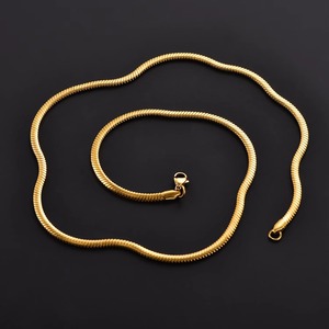 Chaîne Classique Os de Serpent Tendance en Acier Inoxydable, Collier Rolo Plaqué Or, Ras-de-cou Lame Punk, Bijoux Métalliques - Product Image 6