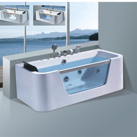 Baignoire de massage moderne en acrylique Baignoire rectangulaire confortable Baignoire de massage par trempage en acier inoxydable blanc