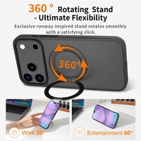 Nouvelle conception d'étui de téléphone magnétique avec sensation de peau naturelle pour 17 Pro avec support rotatif à 360 degrés, charge sans fil, protection antichoc