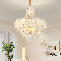 Lustre circulaire moderne de luxe en cristal pour salon, escalier duplex, salle à manger minimaliste, couloir, style crème