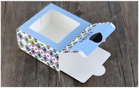 Emballages carrés pour donuts de 4 et 6 pouces avec logo personnalisé, en papier d'art, avec fenêtre transparente, gaufrage, pelliculage brillant, matériaux recyclés, vente en gros
