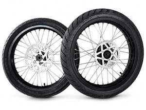 Jeu de roues Surron Light Bee neuf avec pneus de route 100/80-17 et 90/70-17 à motif de bande de roulement dispersant l'eau, type de carcasse de <span class=keywords><strong>pneu</strong></span> - Product Image 3