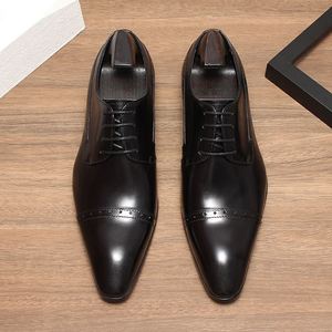 Nouvelles Chaussures Oxford Formelles en Cuir Véritable pour Hommes, Respirantes, Antidérapantes, Semelle Intermédiaire en Caoutchouc, Légères, Evergreen - Product Image 3