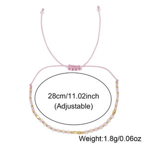 Pulsera de Cuentas de Vidrio de Color Degradado Estilo Bohemio, Hecha a Mano, Trenzada, Ajustable, con Circonita y Oro de 14K - Product Image 6