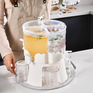 <span class=keywords><strong>Seau</strong></span> à boissons rotatif en plastique à quatre compartiments avec tasses Pichet à <span class=keywords><strong>eau</strong></span> froide de grande capacité avec distributeur de jus de robinet pour la fête - Product Image 3