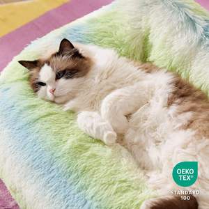 ที่นอนสุนัขและแมวขนาดใหญ่เป็นมิตรกับสิ่งแวดล้อมแผ่นปูหน่วยความจำโฟมสำหรับนอนในร่มมีขนยาวสีเขียวซักได้สำหรับลูกสุนัขตัวเล็กแฟชั่นน่ารัก - Product Image 4