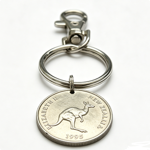 Llavero de Moneda de Plata de Nueva Zelanda 1995 con Canguro, Colgante Redondo Vintage Hecho a Mano de Metal, Souvenir - Product Image 5