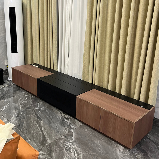 100-120 Inch 4K Home Theater Motorized Floor Rising Projector Screen Integrated Cabinet for Ultra Short Throw 4K Laser Projector