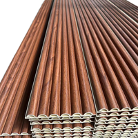 Panel Dinding PVC WPC Beralur Berkualitas Tinggi Tahan Air, Panel Dinding TV Interior, Panel Dinding PVC Tahan Api
