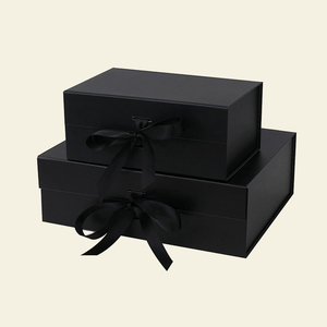 Foldable Magnetic Closure Paper Gift <b>Box</b> with Black Ribbon Custom Wholesale Packaging for Shoes Clothes Beauty Items - Product Image 6