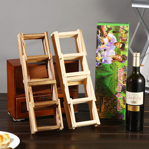 Porte-vin pliable en bois, design rectangulaire moderne, style simple, rangement de bureau pour usage domestique - Product Image 3