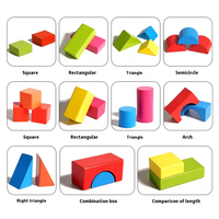 Vente chaude Jouet éducatif pour enfants 82 pièces Blocs de construction en bois pour l'entraînement à la pensée 3D Empilage de formes Jouet cognitif pour enfants
