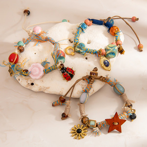 Fashion <b>Beaded</b> <b>Bracelet</b> With Tassels Star Pattern Unisex Jewelry Accessory - Product Image 2