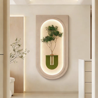 Peintures décoratives 3D en grès de luxe avec éclairage LED, plantes hydroponiques DIY, art mural haut de gamme pour la maison, l'hôtel, le bureau