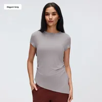 Camiseta Deportiva de Verano para Mujer, Elástica, Ajustada, Transpirable, para Yoga, Running y Fitness, de Manga Corta, en Rayón y Spandex