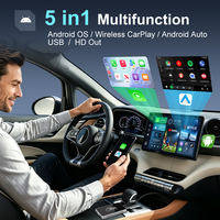 Kowankit K718 Adaptor Wireless CarPlay Android 12 Dual Wifi 4+32G Android Auto USB 5 in 1 Dual Wifi Mini Dongle untuk Mobil