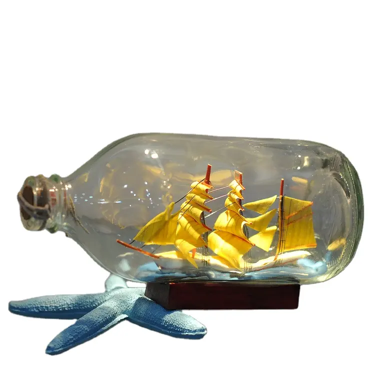 Korsan tekne şişe cam sürüklenme şişe 18.5x8x9.5cm cam yüzer uzun bir şişe içinde gemi