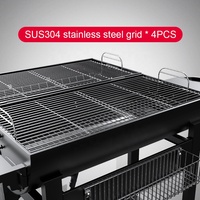 Chariot Portable pliable pour l'extérieur, grille SS304, Double zones de cuisson, barbecue au charbon avec rôtissoire en option