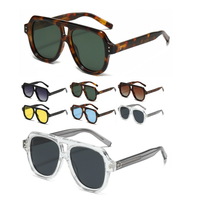 Lunettes de soleil carrées rectangulaires sans monture de haute qualité à bas prix, lunettes de soleil classiques pour hommes à double pont, lunettes de soleil carrées en acétate 2025