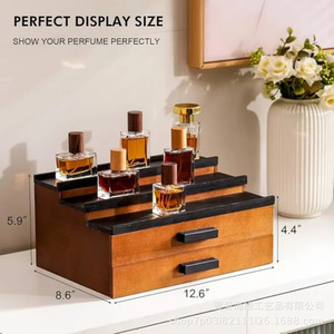 Double Layer Wood Perfume Storage <b>Box</b> With Drawers 3 Tier Desktop Cosmetic Organizer For <b>Makeup</b> And Fragrance Display - Product Image 1