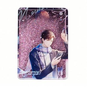 Porte-clés personnalisé en sable mouvant liquide, breloque en acrylique personnalisée, aimants de réfrigérateur magnétiques à paillettes - Product Image 1