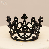 Aierflorist Gold Mini-Kronen-Kuchenaufsatz, kleine Kristall-Perlen-Cupcake-Topper, Tiara, kleine Cupcake-Kronen für Hochzeitsfeiern